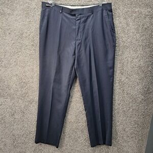 Eddie Domani Mens Navy Pinstripe‎ Dress Pants Super 120s Fratelli 42x32 Slacks
